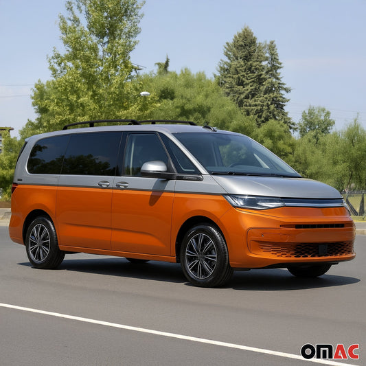 Bare de plafon lungi L2 din aluminiu, negre, 2 piese, pentru VW Multivan T7 2022-2025