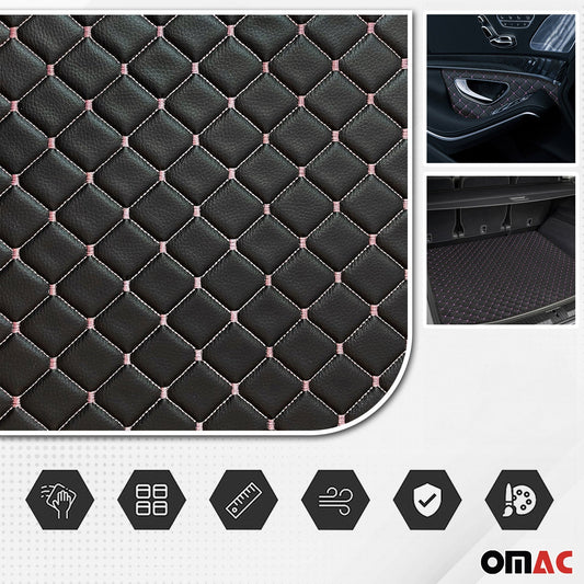 Polsterstoff Kunstleder Polster Autostoff Gesteppt Autopolsterstoff Schwarz+Rosa