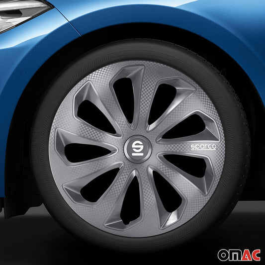 Radkappen Radzierblenden Sparco Sicilia 15" Zoll Auto Abdeckung Grau Carbon 4x