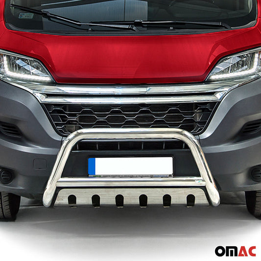Bară de protecție/buton față pentru Citroen Jumper 2006-2016, oțel cu ABE (omologare germană), argintiu