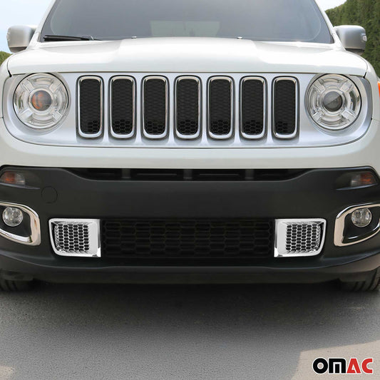 Benzi decorative grilă auto pentru Jeep Renegade 2014-2024, cromate, ABS argintii, 2x