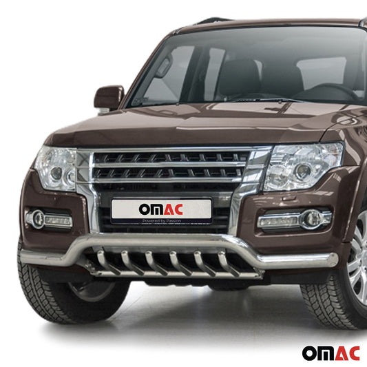 Frontschutzbügel Frontbügel für Mitsubishi Pajero 2014-2022 mit ABE Stahl Silber