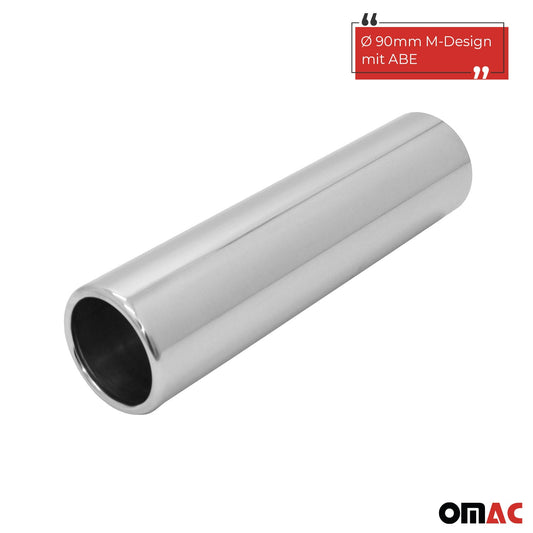 Auspuff Endrohr Edelstahl 1x90mm zum ANSCHWEISSEN AUSPUFF ENDSCHALLDÄMPFER ABE