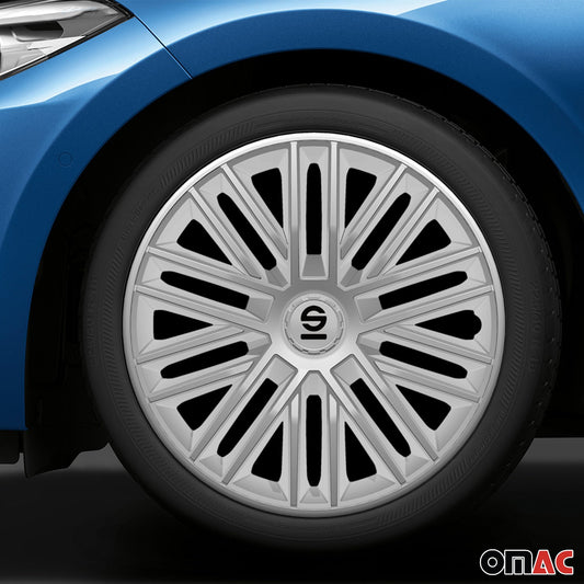 Radkappen Radzierblenden Sparco Bergamo 14" Zoll Auto Abdeckung Set Silber 4x