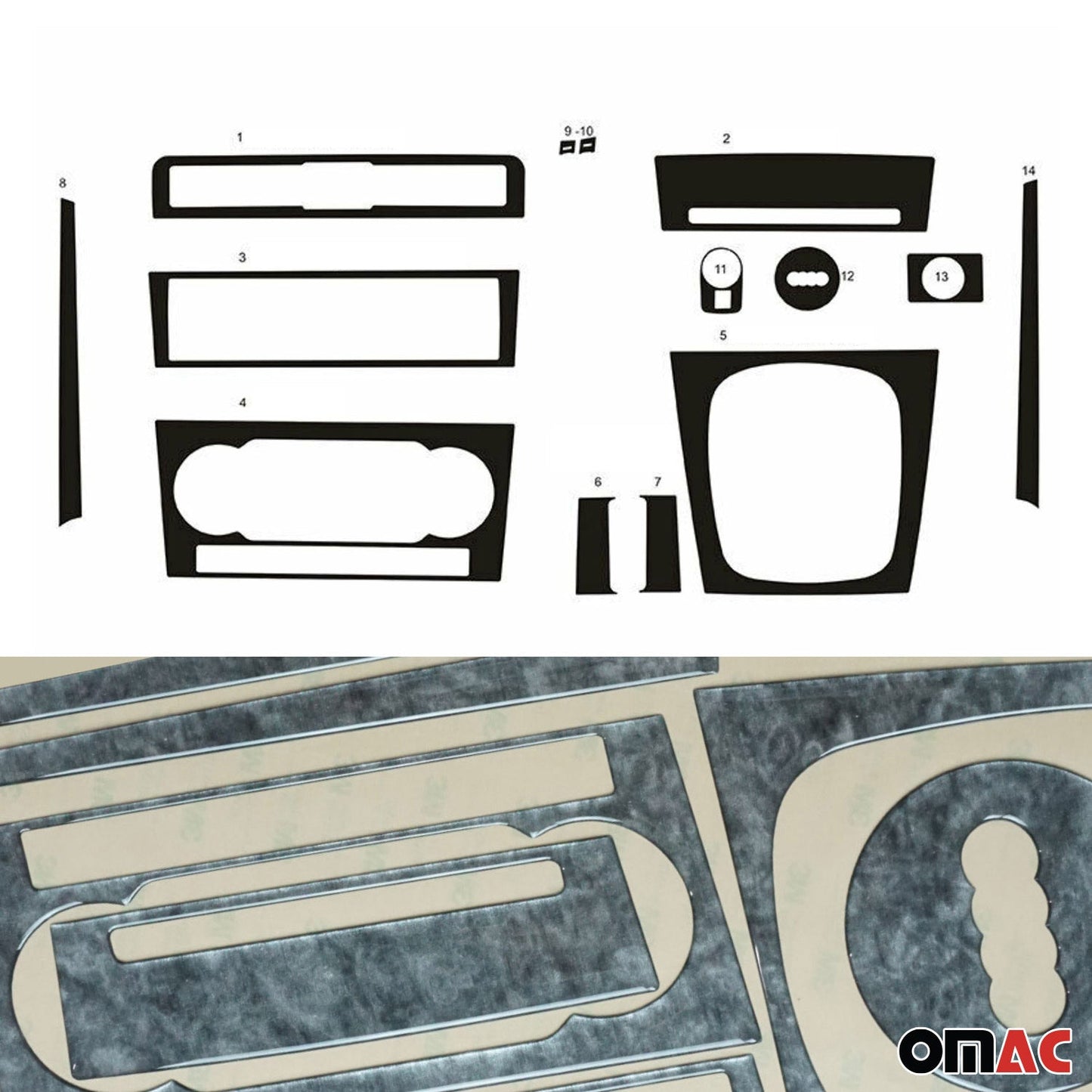 Innenraum Dekor Cockpit für Audi A3 A3 Sportback 8P 2008-2013 Titan Optik 14x