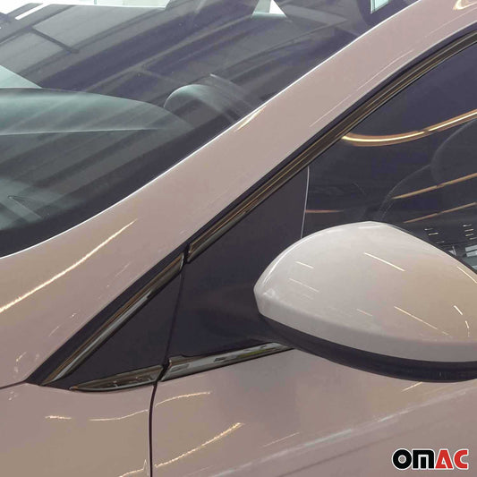 Benzi decorative pentru geamuri Renault Megane 2015-2020, oțel inoxidabil, culoare închisă, 12 bucăți