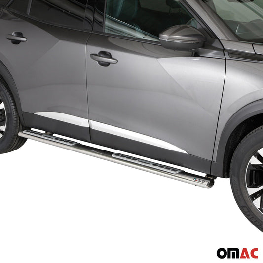 Edelstahl Seitenschweller Schwellerrohre für Peugeot 2008 2020-2025 Silber