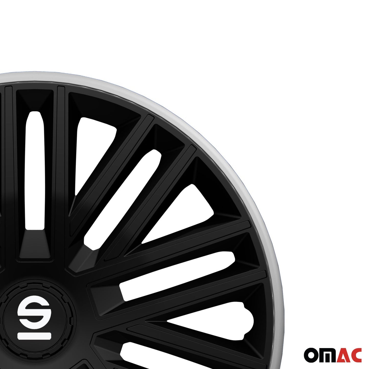 Radkappen Radzierblenden Sparco Bergamo 15" Zoll Abdeckung Set Schwarz Grau 4x