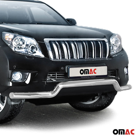 Bară de protecție/buton față pentru Toyota Land Cruiser 150 2010-2013, argintie, cu ABE (omologare de tip germană).
