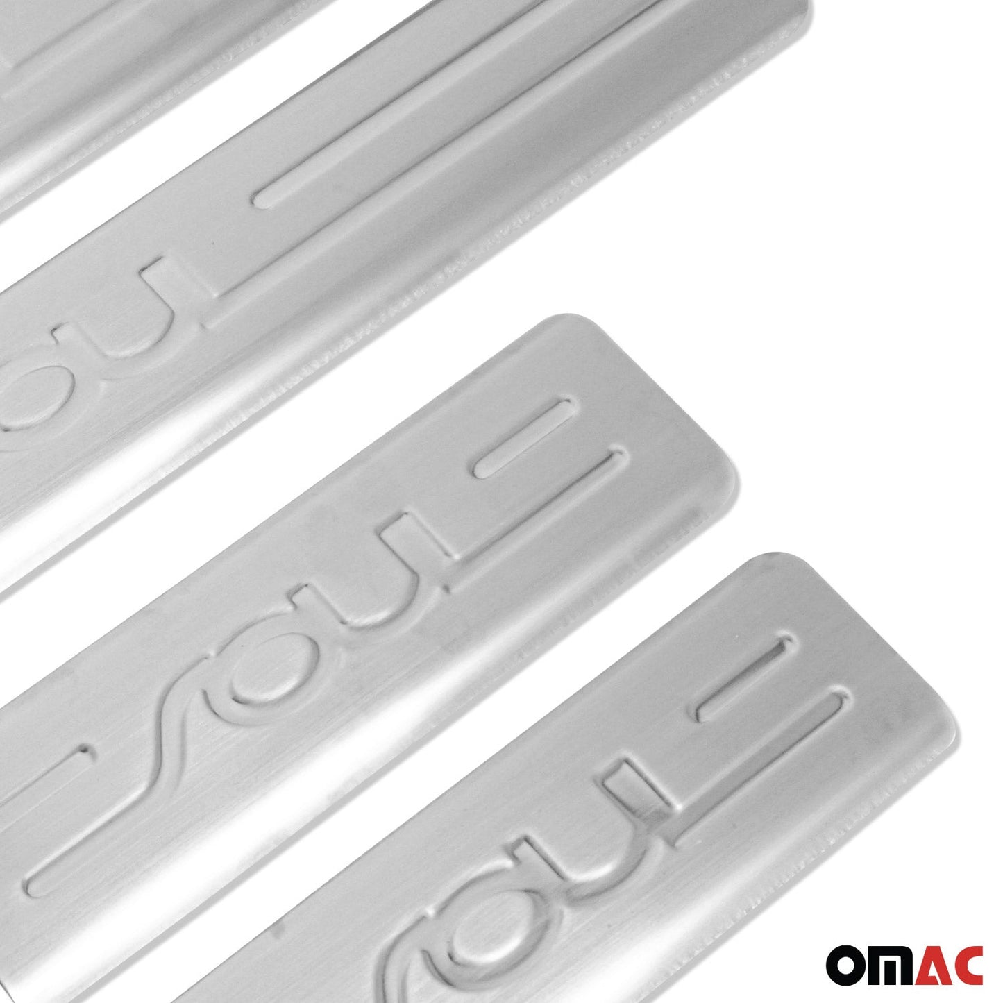 Ornamente prag uși pentru Kia Soul 2009-2014, oțel inoxidabil, argintiu, set 4 piese