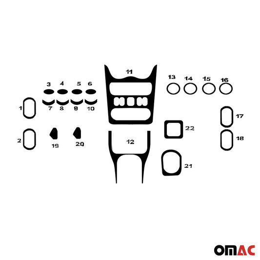 Set ornamente interioare pentru Dacia Sandero 2008-2011, aspect negru piano, 22 piese