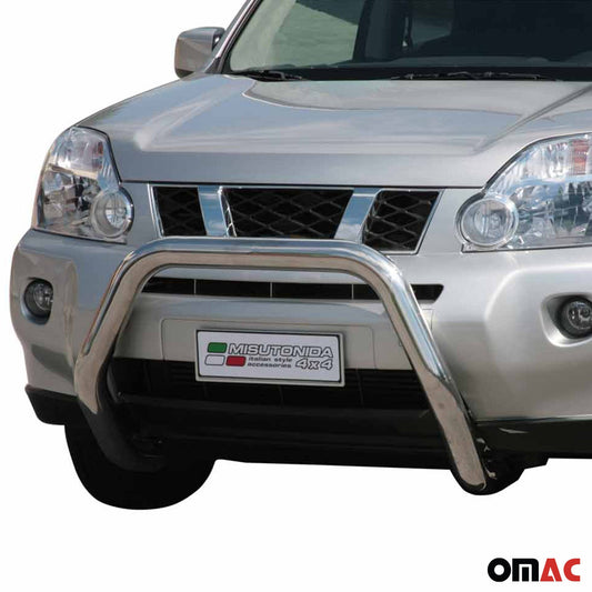 Bară de protecție/buton față pentru Nissan X-Trail 2007-2010, ø76mm, oțel, argintiu