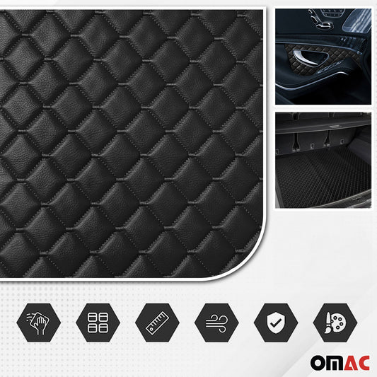 Polsterstoff Auto Polster 140cm x 100cm Gesteppt Kunstleder Himmelstoff Schwarz