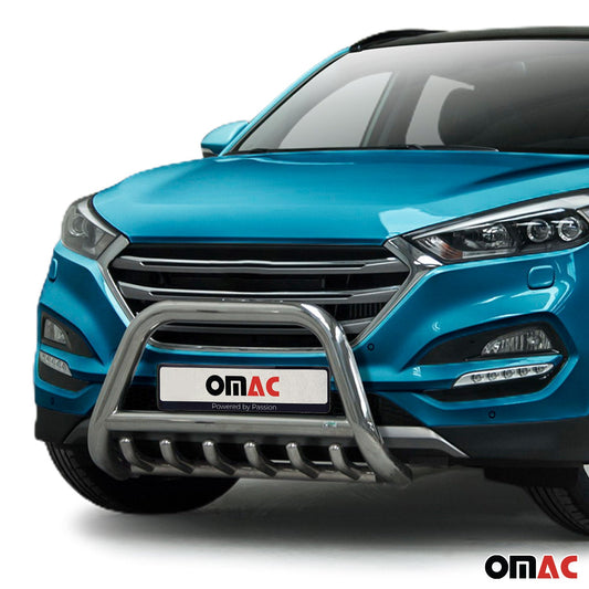 Bară de protecție față din oțel inoxidabil pentru Hyundai Tucson 2015-2020 cu ABE (omologare de tip germană) argintie