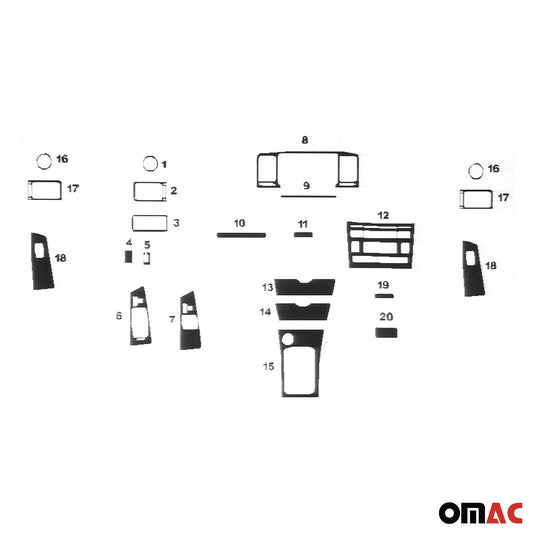 Set ornamente interioare pentru Toyota Corolla 2007-2007, aspect lemn, 20 piese