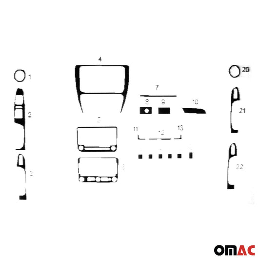 Listwa wykończeniowa kokpitu do VW Jetta 2010-2018, kolor czarny fortepianowy, 22 sztuki