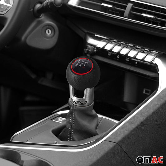 SPARCO Schaltknauf Schalthebel Schaltknopf Aluminium Kunstleder Schwarz Rot