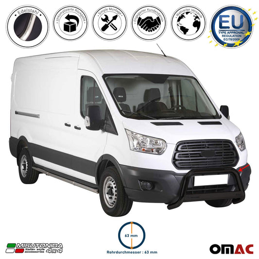 Bară de protecție/buton față pentru Ford Transit 2014-2025, ø63mm, oțel, negru