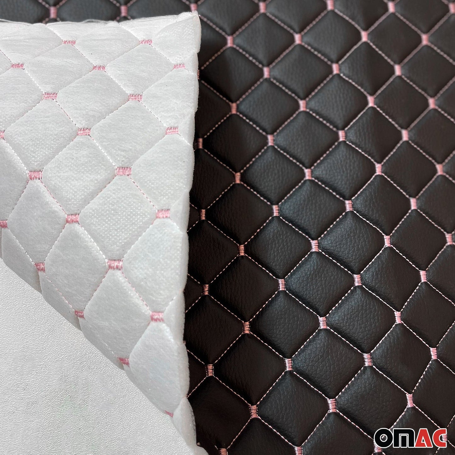 Polsterstoff Kunstleder Polster Autostoff Gesteppt Autopolsterstoff Schwarz+Rosa