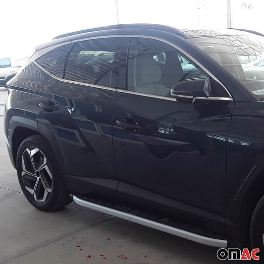 Benzi decorative pentru geamuri pentru Hyundai Tucson NX4 2022-2025, oțel inoxidabil cromat, 6 bucăți