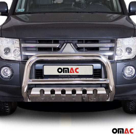 Bară de protecție/buton față pentru Mitsubishi Pajero 2007-2014, omologată ABE, oțel inoxidabil, argintiu