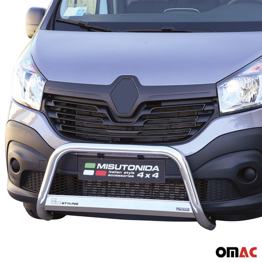 Bară de protecție/buton față pentru Renault Trafic 2014-2019, oțel inoxidabil gri, ø63 mm