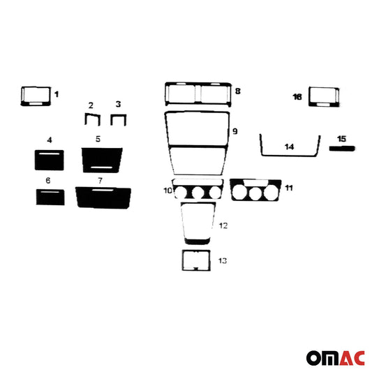 Innenraum Dekor Cockpit für Skoda Octavia 2004-2009 Piano Schwarz Optik 16tlg