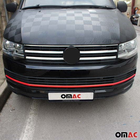 Benzi grilă radiator pentru VW T6 2015-2019 Highline, oțel inoxidabil, roșu, set 3 piese