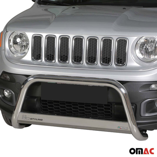 Bară de protecție/buton față pentru Jeep Renegade 2014-2017, ø63mm, oțel, argintiu