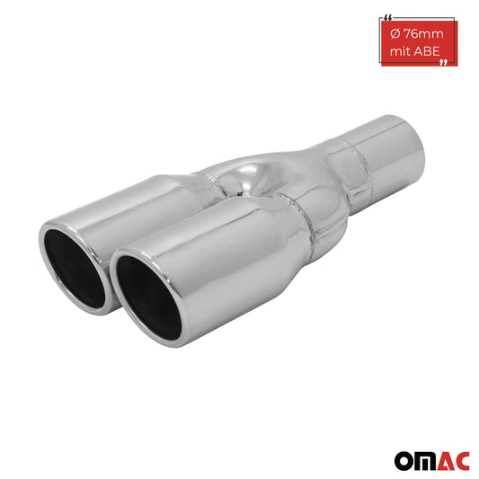 Auspuff Endrohr Edelstahl Y 2x76mm SR-Design Endschalldämpfer mit ABE