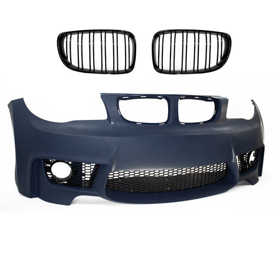 JOM Frontstoßstange für BMW E81/E82/E87/E88 2004-2013 Doppelrippen Grill Schwarz