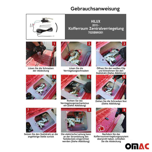 Set sistem de închidere centralizată a portbagajului pentru Toyota Hilux 2015-2023