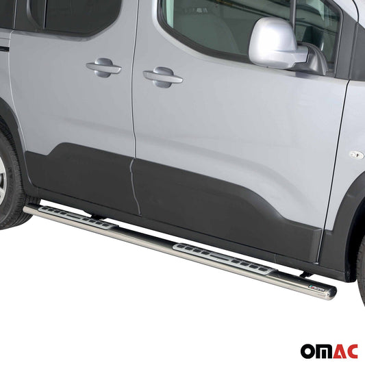 Edelstahl Seitenschweller Schwellerrohre für Peugeot Rifter 2018-2025 Mitte Grau