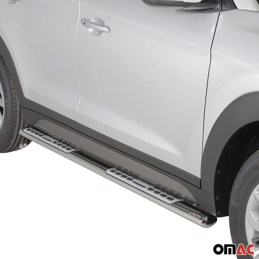 Edelstahl Seitenschweller Schwellerrohre für Hyundai Tucson 2015-2018 Silber