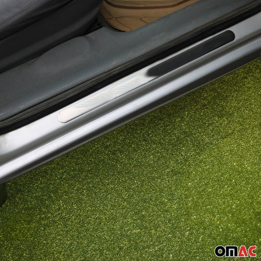 Ornamente prag uși pentru Fiat Punto 2009-2012, oțel inoxidabil, argintiu, set 2 piese