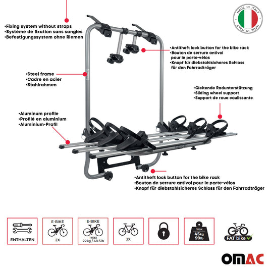 Tylny bagażnik rowerowy na rowery elektryczne i 3 rowery