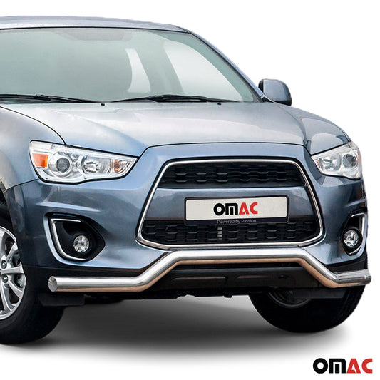 Bară de protecție/buton față pentru Mitsubishi ASX 2012-2017, omologată ABE, oțel, argintiu