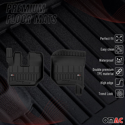 OMAC Gummi Fußmatten für DAF LF 2002-2025 Premium TPE 3D Automatten Schwarz 2x