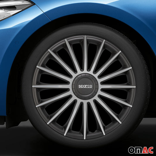 Radkappen Radzierblenden Sparco Treviso 16" Zoll Abdeckung Set Schwarz Silber 4x