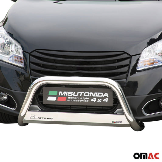 Bară de protecție/buton față pentru Suzuki SX4 S-Cross 2017-2018, ø63mm, oțel, argintiu
