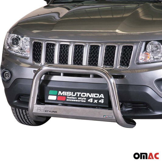 Bară de protecție/buton față pentru Jeep Compass 2011-2016 ø63mm oțel argintiu protecție