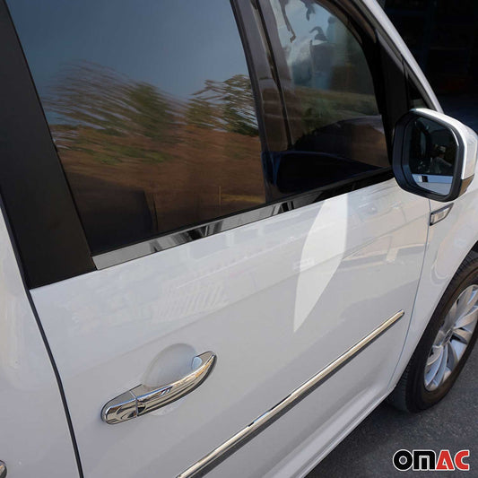 Benzi decorative pentru geamuri pentru VW Caddy 2015-2020, oțel inoxidabil, culoare închisă, set 2 piese
