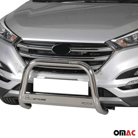 Bară de protecție/buton față pentru Hyundai Tucson 2015-2018, ø63mm, oțel, argintiu