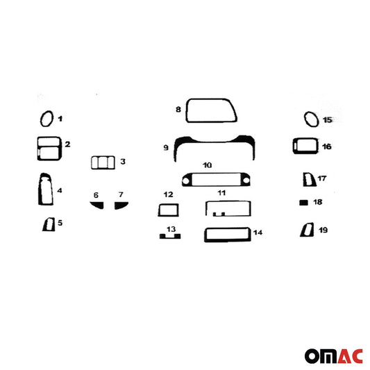 Ornamente interioare cockpit pentru Honda Civic 1995-2000, aspect aluminiu, 19 bucăți