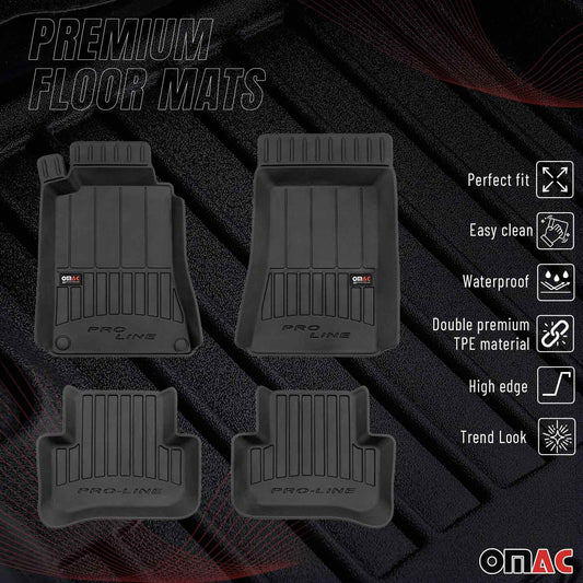 OMAC Gummi Fußmatten für Mercedes C Klasse W203 2000-2007 Premium TPE Schwarz 4x