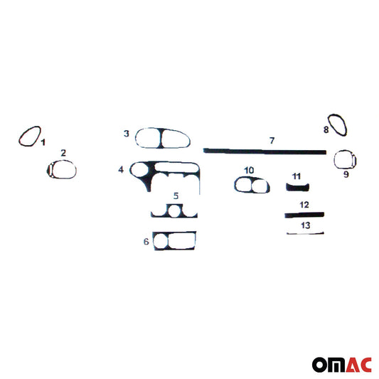 Ornamente interioare pentru cockpit pentru Hyundai Lantra 1995-2000, aspect lemn, 13 bucăți