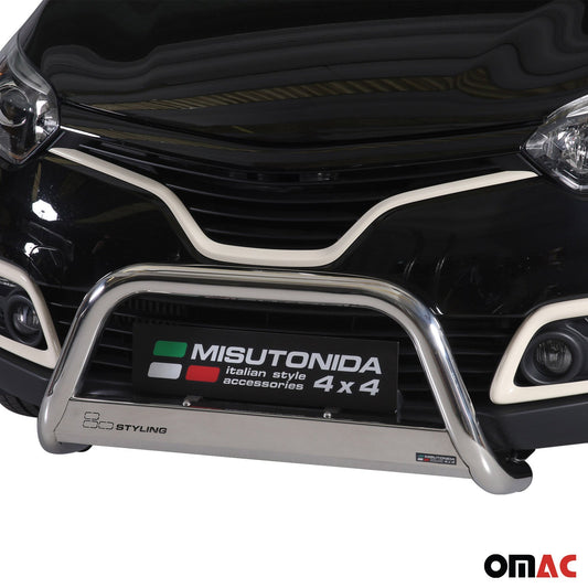 Bară de protecție/buton față pentru Renault Captur 2013-2017, ø63mm, oțel, argintiu