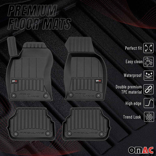 OMAC Gummi Fußmatten für Audi A6 C5 Limo Avant 1997-2004 Premium TPE Schwarz 4x
