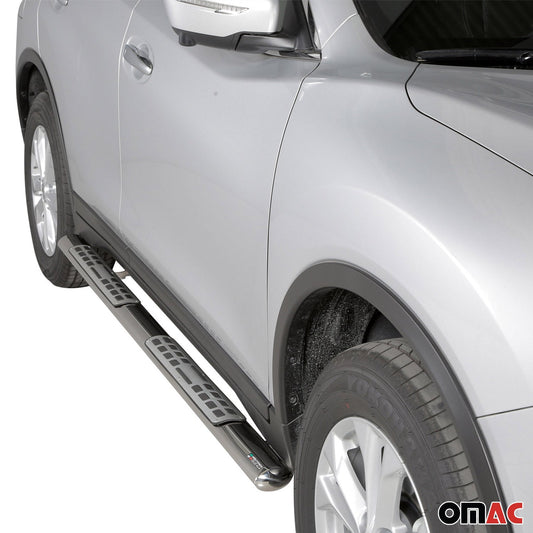 Listwy progowe/rurki progowe ze stali nierdzewnej do Nissana X-Trail 2015-2017, srebrne