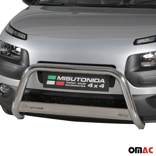 Bară de protecție/buton față pentru Citroen C4 Cactus 2014-2020, ø63mm, oțel, argintiu